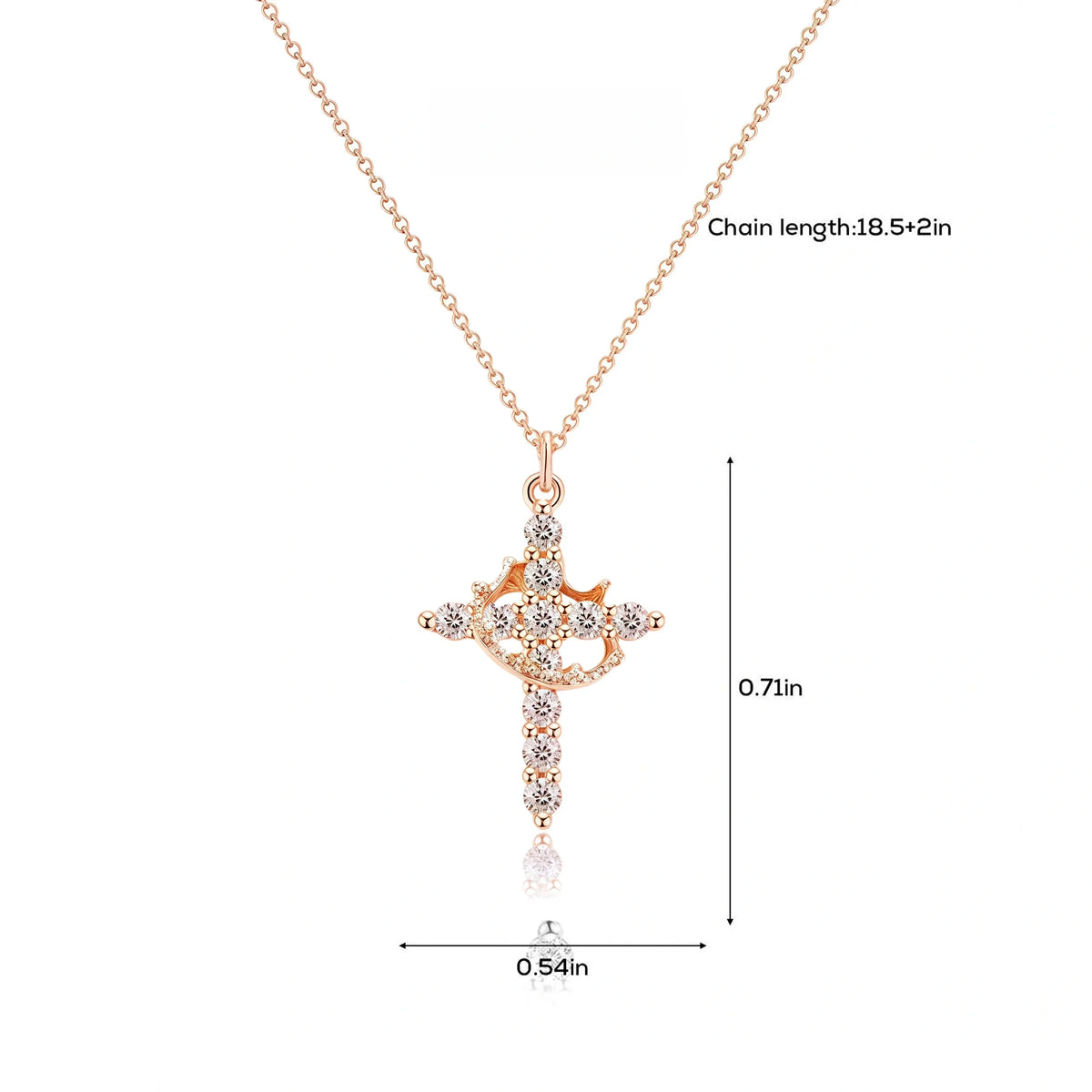 Upgraded 14K Gold Plated Crown Cross Necklace - Non-Tarnish Christian Jewelry for Women, Durable Faith Pendant, Meaningful Valentines Day Religious Gift for Her