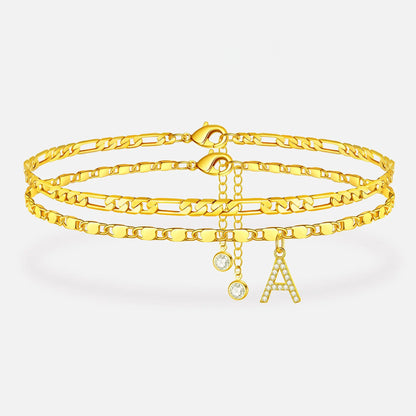 Ankle Bracelets for Women Dainty Chain Initial Pendant Anklets Set Hypoallergenic A-Z Gifts for Girls Trendy Adjustable Size Waterproof Costume Accessories