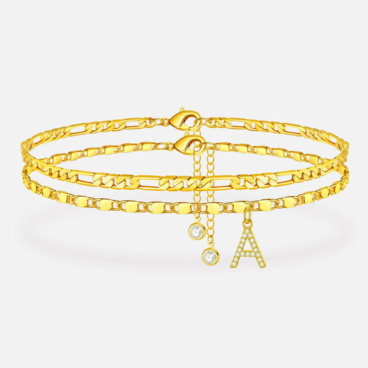 Ankle Bracelets for Women Dainty Chain Initial Pendant Anklets Set Hypoallergenic A-Z Gifts for Girls Trendy Adjustable Size Waterproof Costume Accessories