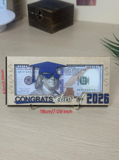 Graduation 2026 Money Holder-Unique Wooden Cash Gift Box for Class of 2026, Creative Graduation Gift for Seniors