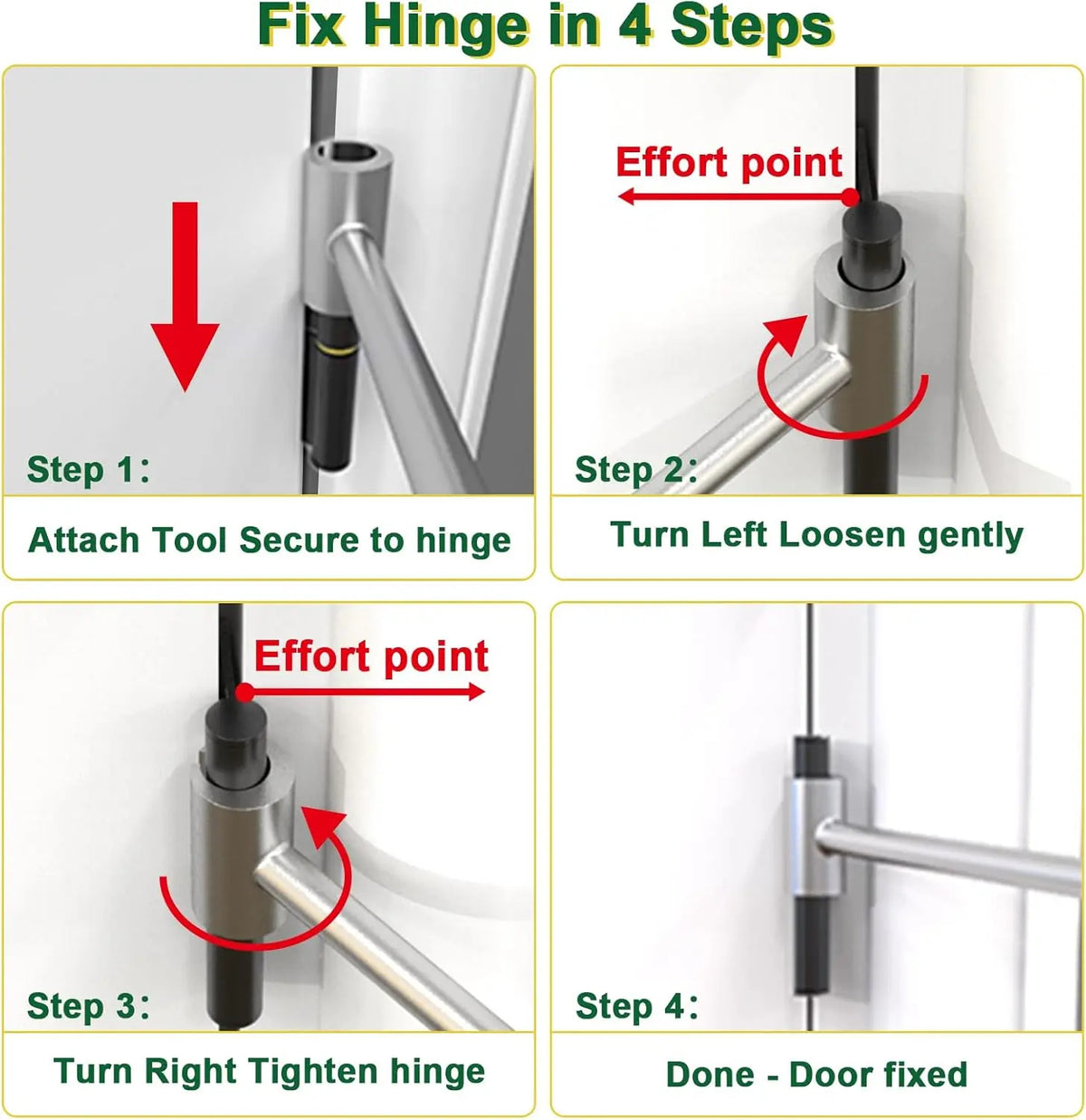Heavy Duty Door Hinge Adjustment Tool, 2-in-1 Hinge Gap Aligning Wrench, Universal Hinge Bender for Residential, Fire, Security & Clean-Room Flag Hinges